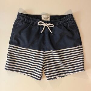 Abercrombie & Fitch Navy and White Stripes Swim Trunks